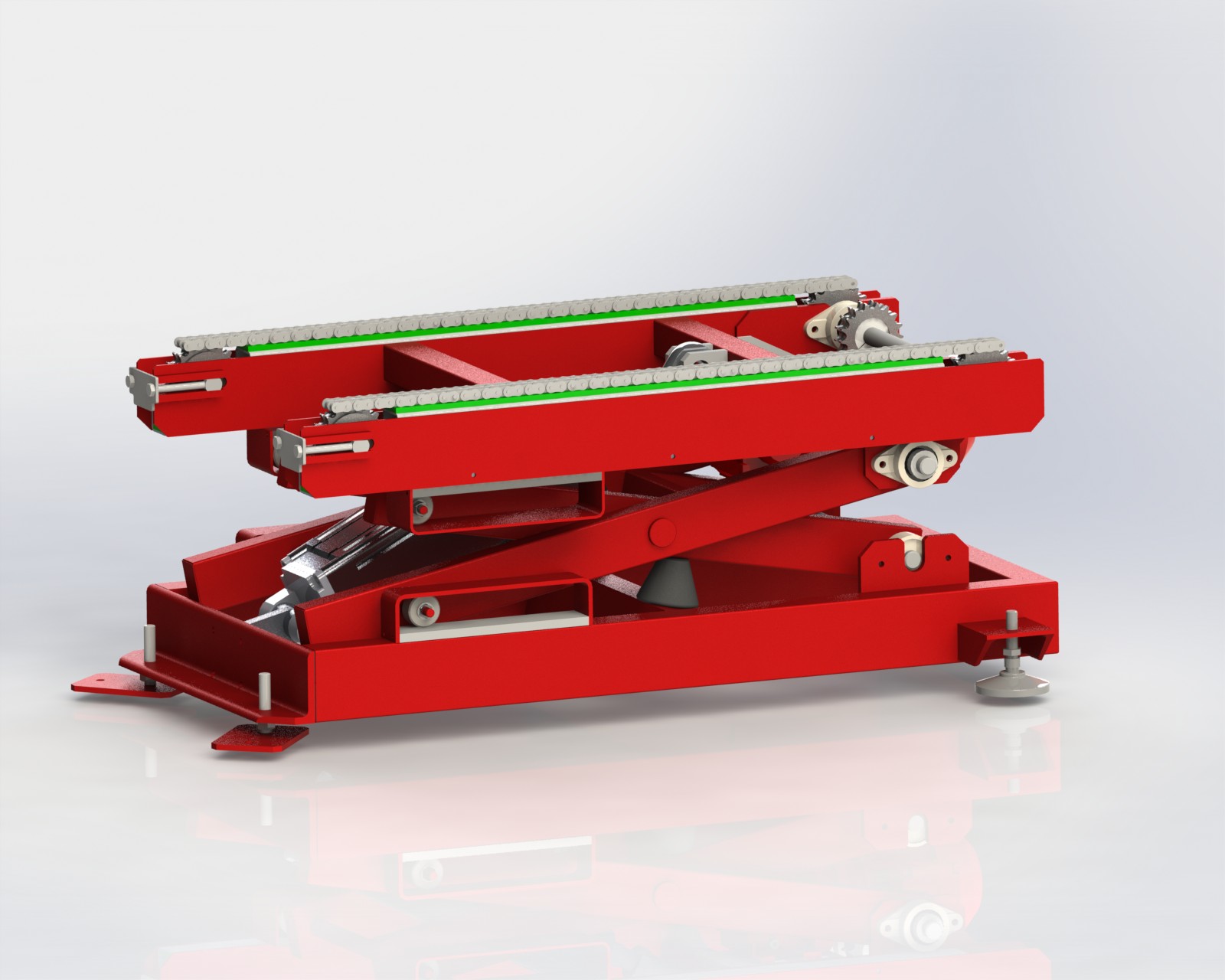 气缸升降链式输送机 3D图纸 机械设备设计素材3D模型文件